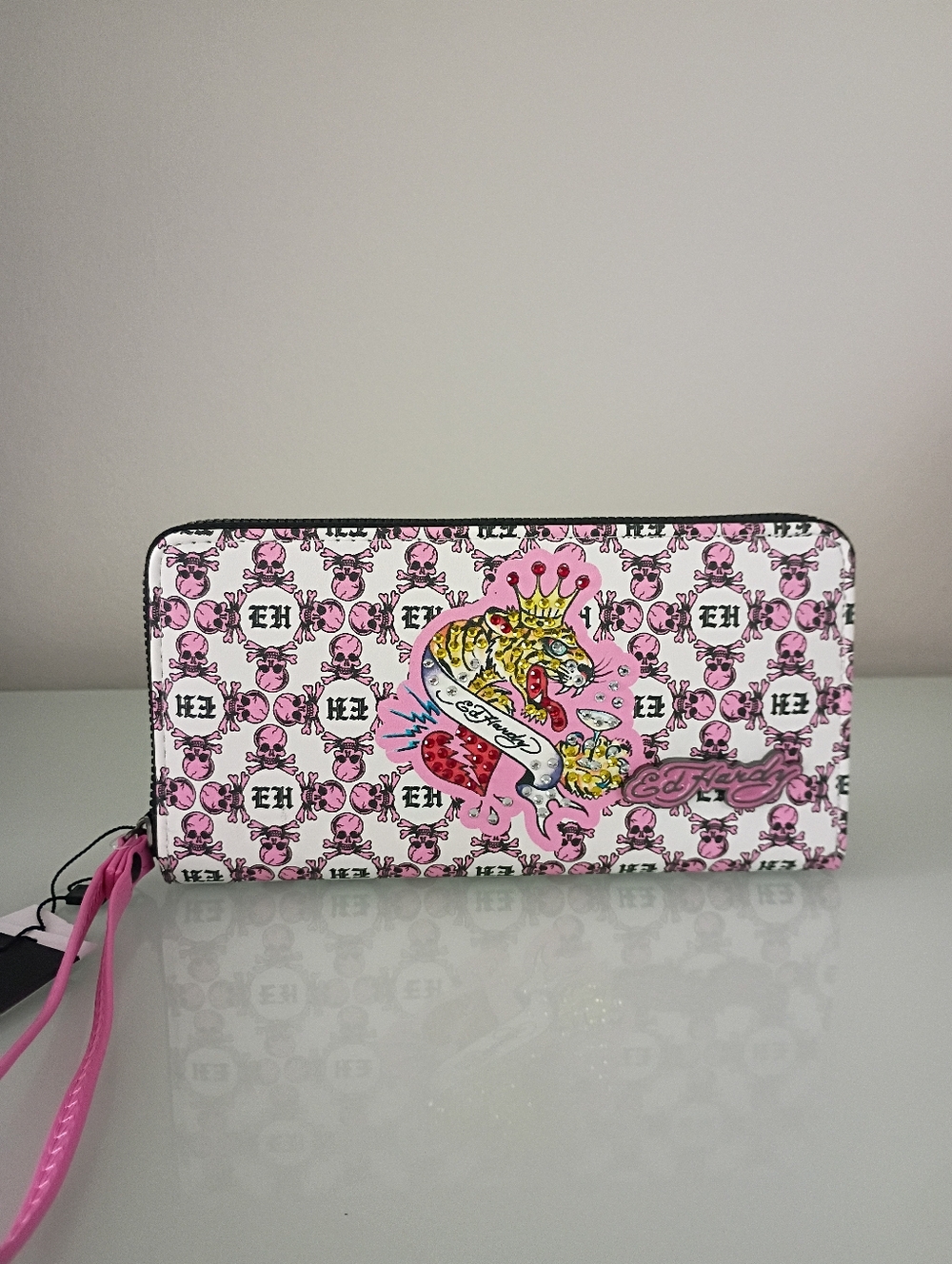 New Ed Hardy Tiger Crown Pink Wallet